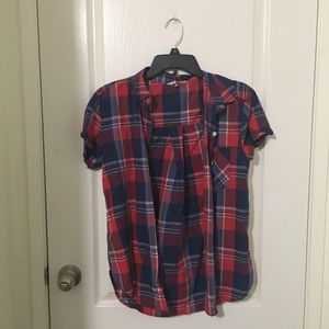 Button up red and blue flannel